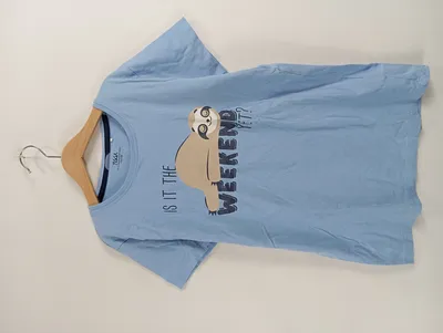 Yigga Kinder T-Shirt Gr. 158 Blau Faultier Print Is it the weekend yet?