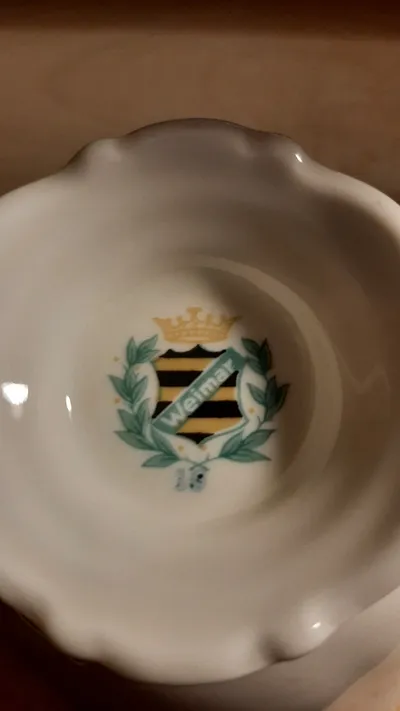 Weimar Porzellan Sammelgedeck 3-teilig Blumendekor Gold Kaffeegedeck