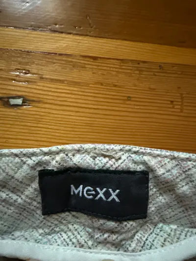 Mexx Stoffhose Damen Gr. 36 Beige Kariert Bootcut Baumwolle NEU