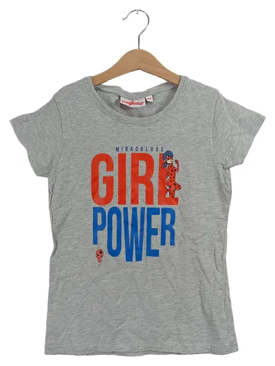 Miraculous Kinder Mädchen T-Shirt Girl Power Ladybug Grau Gr. 152