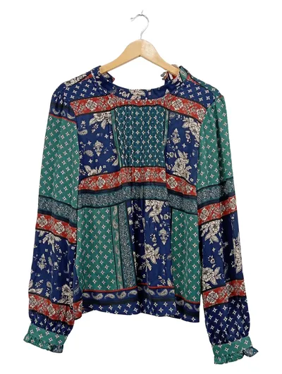 Linea Tesini Damen Langarmshirt Gr. 38 M Mehrfarbig Blumenmuster Bohemian