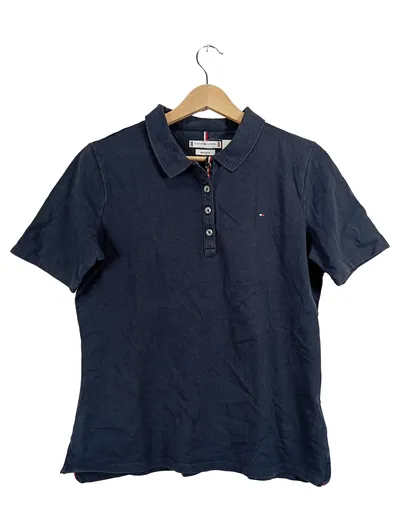Tommy Hilfiger Damen Poloshirt Blau Regular Fit Gr. M 38 Baumwolle