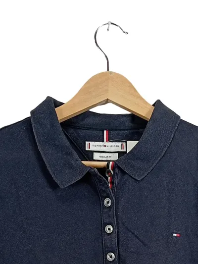 Tommy Hilfiger Damen Poloshirt Blau Regular Fit Gr. M 38 Baumwolle