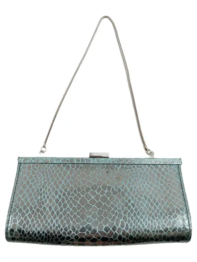 Steve Madden Clutch Türkis Schlangenmuster Metallic-Look Damen
