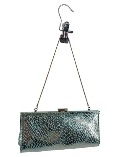 Steve Madden Clutch Türkis Schlangenmuster Metallic-Look Damen