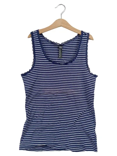 Blind Date Damen Unterhemd Top Blau Gestreift Maritim Spitze Gr. M