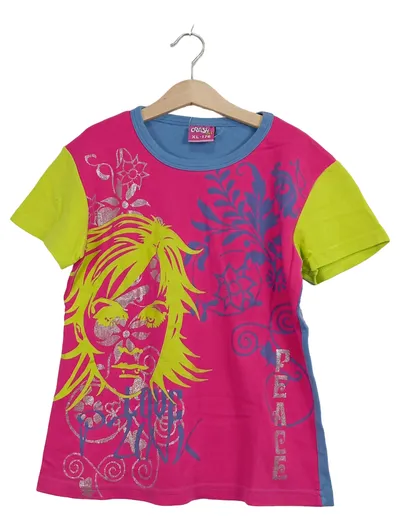 CRASH ONE T-Shirt Mädchen Gr. 176 Pink Bunt Grafik Print Peace