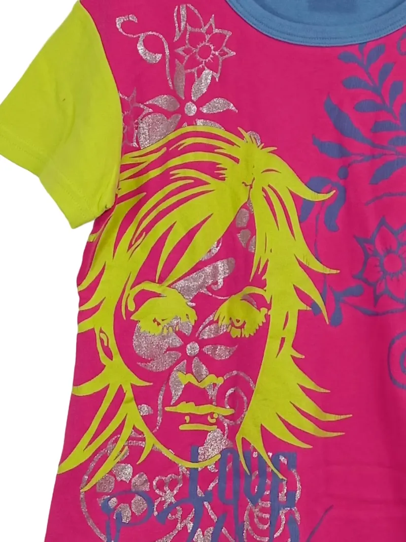 CRASH ONE T-Shirt Mädchen Gr. 176 Pink Bunt Grafik Print Peace 2