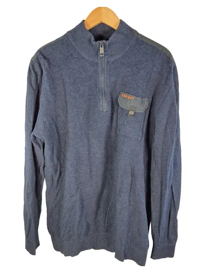 CASAMODA Herren Pullover Troyer Blau Gr. 52 XL Strukturmuster Reißverschluss