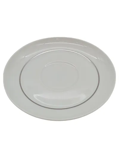 Thomas Germany Untertasse Unterteller Porzellan Weiß Silberrand 15cm