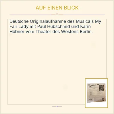 Philips My Fair Lady Musical LP Vinyl Paul Hubschmid Karin Hübner Deutsch