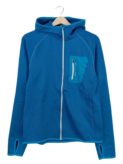 ORTOVOX Fleecejacke Herren Gr. M Blau Kapuze Merino Outdoor