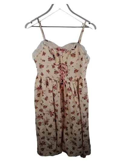 SHEIN MOD Sommerkleid Blumenmuster Schnürung Spitze Gr. XL Beige Rosa
