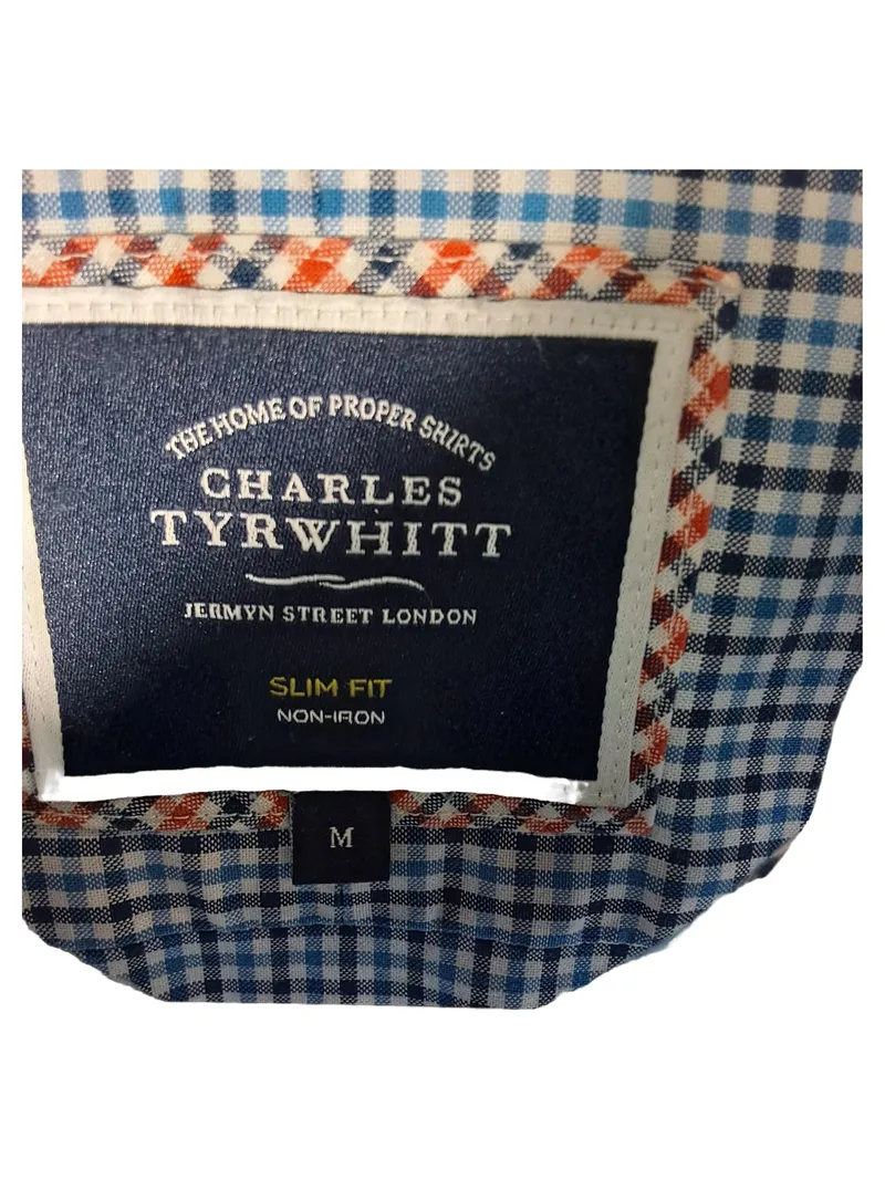 Charles Tyrwhitt Herren Freizeithemd Hemd Kariert Blau Gr. M Slim Fit 3