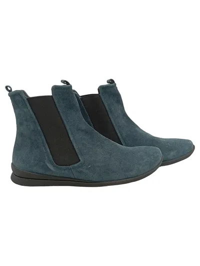 Think! Damen Stiefeletten Chelsea Boots Petrol Wildleder Gr. 42.5