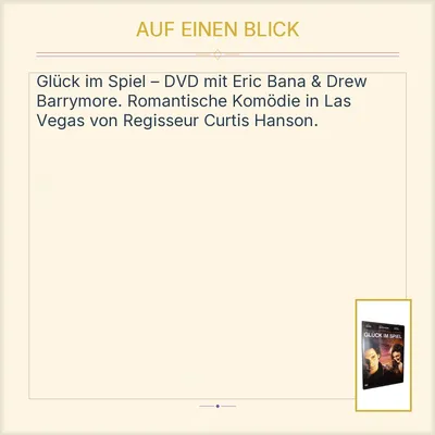 Glück im Spiel DVD Eric Bana Drew Barrymore Robert Duvall Romcom