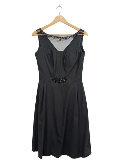 Patra Damen Cocktailkleid Schwarz Gr. 38 Perlen Pailletten Elegant Festlich