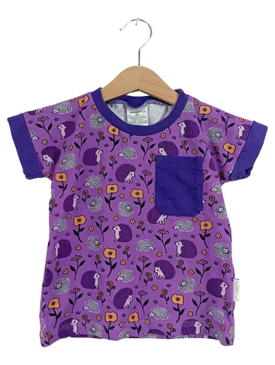 BABAUBA Kinder T-Shirt Gr. 92 Lila Igel-Muster Baumwolle