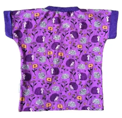BABAUBA Kinder T-Shirt Gr. 92 Lila Igel-Muster Baumwolle