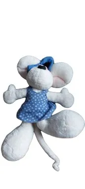 DEPESCHE Kuscheltier Maus Stofftier Mädchen blaues Kleid 35 cm weiß