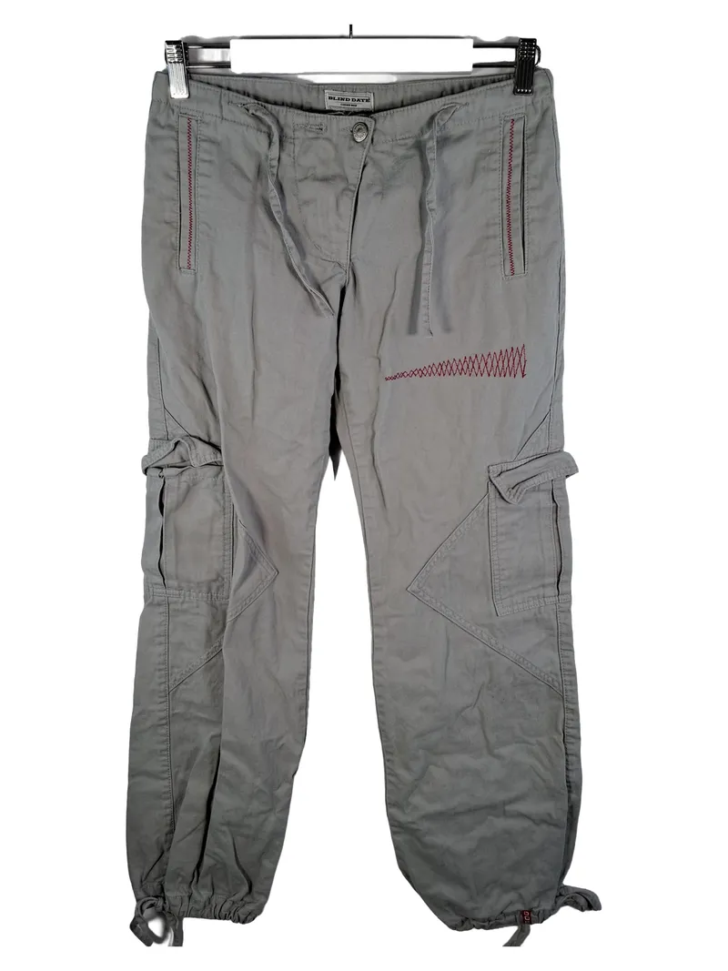 Blind Date Casual Way Cargohose Damen Grau S/36 Baumwolle Stickerei 1