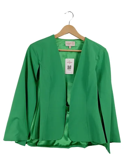 Club L London Damen Blazer Cape Gr. 38 Grün Elegant Satin-Futter