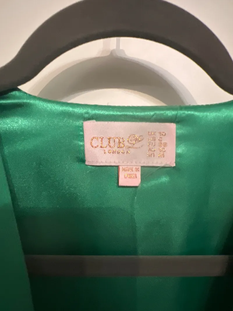 Club L London Damen Blazer Cape Gr. 38 Grün Elegant Satin-Futter 3