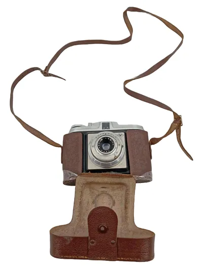 Agfa Isola Analogkamera Vintage Kamera mit brauner Ledertasche