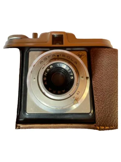 Agfa Isola Analogkamera Vintage Kamera mit brauner Ledertasche