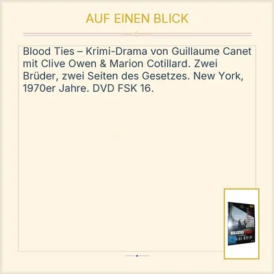 Blood Ties DVD Krimi Clive Owen Mila Kunis Marion Cotillard Guillaume Canet