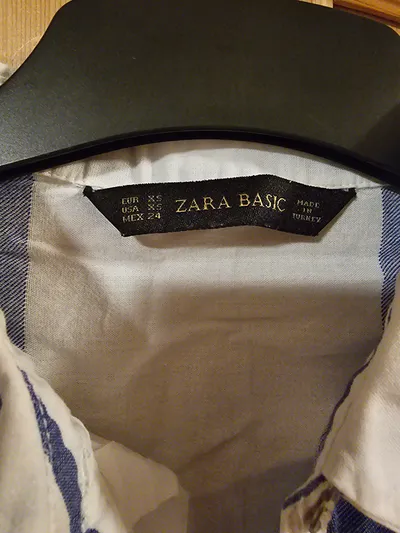 ZARA BASIC Damen Bluse Ärmellos Gestreift Weiß Gr. 34/XS