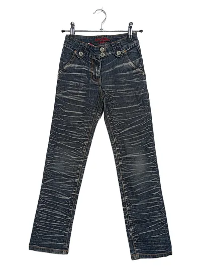 Here & There Mädchen Jeans Regular Fit Gr. 134 Blau Crinkle Retro