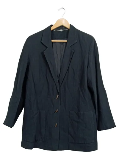 Sylvia Heise Damen Leichte Jacke Blazer Petrol Gr. 40 L Business Leinen