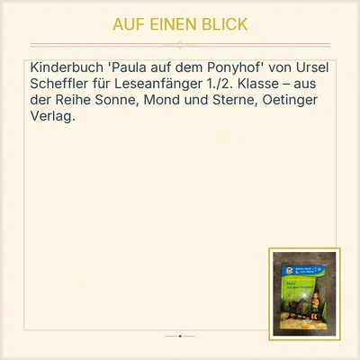 Oetinger Kinderbuch Paula auf dem Ponyhof Ursel Scheffler 1., 2. Klasse