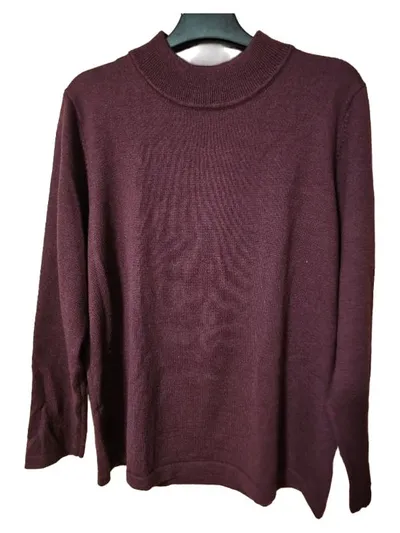 Malva Damen Pullover Gr. 40 L Rot Basic Langarm Wolle Polyacryl