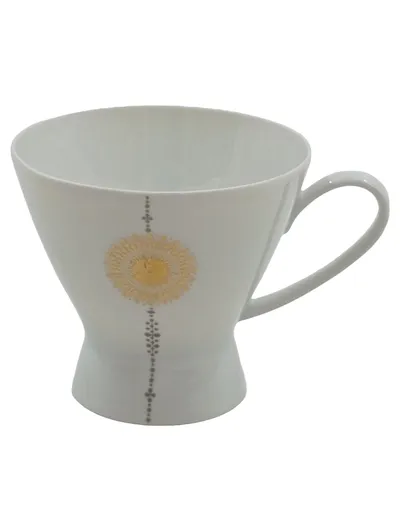 Rosenthal Porzellan Tasse Weiß Retro Golddekor Sonnenblume Germany