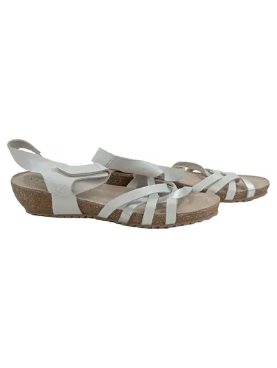 Paul Vesterbro Damen Plateausandalen Weiß Silber Gr. 42 Leder Komfortabel