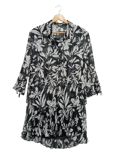 Gerry Weber Damen Kostüm mit Rock Gr. 46 Schwarz Blumenmuster Elegant