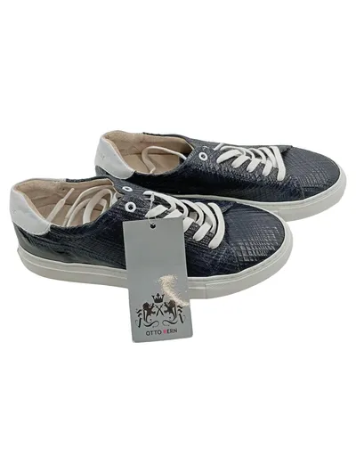 Otto Kern Damen Sneaker Low Leder Blau Schlangenmuster Gr. 36 NEU