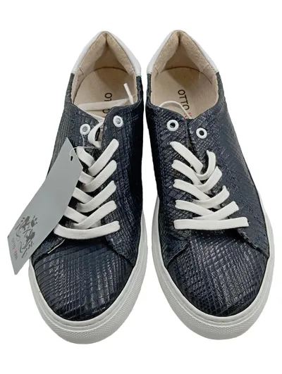 Otto Kern Damen Sneaker Low Leder Blau Schlangenmuster Gr. 36 NEU