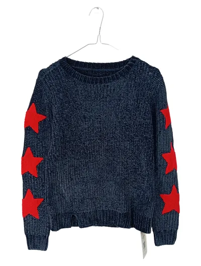 Tchibo TCM Kinder Pullover Gr. 146/152 Blau Rote Sterne Strickpullover