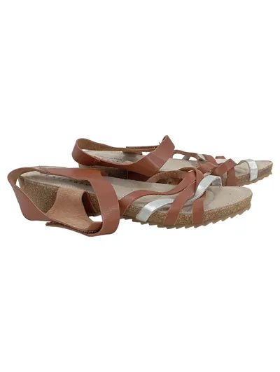Paul Vesterbro Damen Plateausandalen Braun Gr. 42 Leder Casual