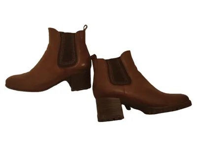 Tamaris Damen Stiefeletten Chelsea Boots Leder Braun Gr. 39 Absatz