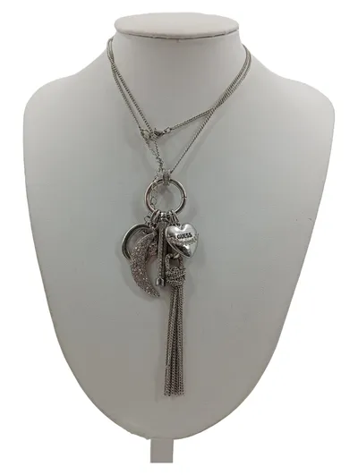 GUESS Halskette mit Anhängern Herz Mond Quaste Silber Modisch Damen 37 cm
