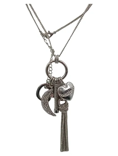 GUESS Halskette mit Anhängern Herz Mond Quaste Silber Modisch Damen 37 cm