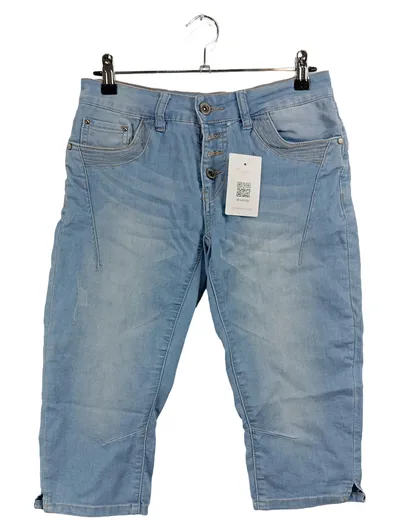 Sublevel Damen Jeans Shorts Capri 3, 4 Hose Hellblau Größe S W28