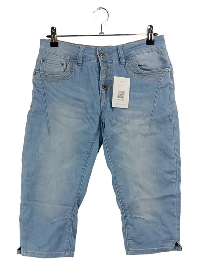 Sublevel Damen Jeans Shorts Capri 3, 4 Hose Hellblau Größe S W28