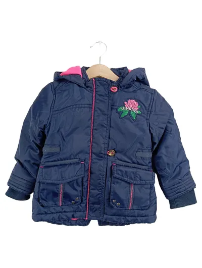 Vingino Mädchen Steppjacke Gr. 92 Navy Blau Kapuze Rose Winterjacke