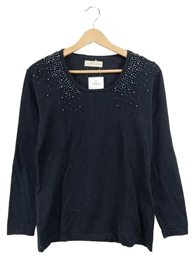 Judith Williams Pullover Schwarz Gr. 38 M Strassbesatz Elegant
