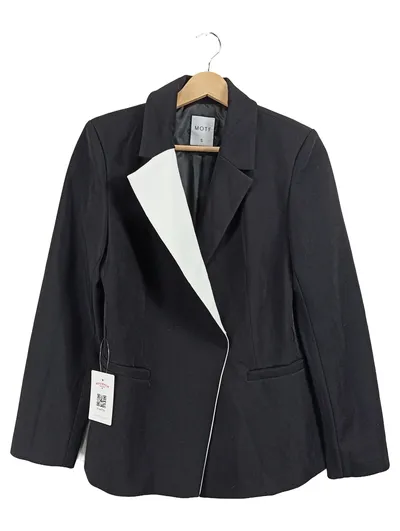 MOTF Damen Blazer Schwarz Weiß Kontrast Business Gr. S 36 NEU